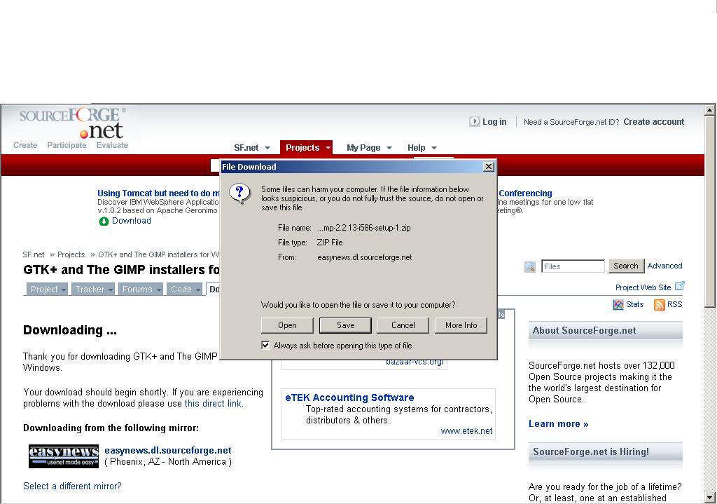 Image:GIMP installer open or save.jpg