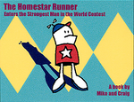 Homestar is standing on a diamond-patterned background.